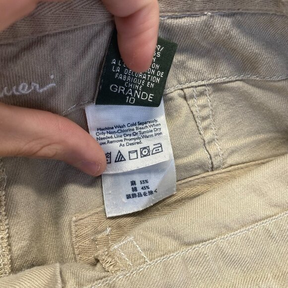 Eddie Bauer Pants Womens 10 Tall Beige Linen Cargo Wide Leg,Pockets,Drawstring - Picture 14 of 16